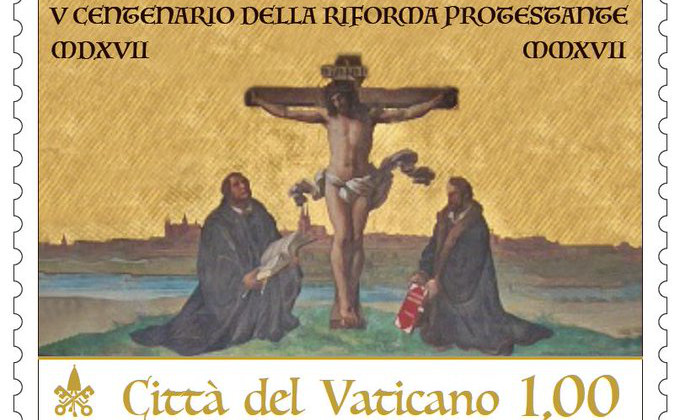 El Vaticano publicar un sello con los herejes Lutero y Melanchton al pie de la Cruz