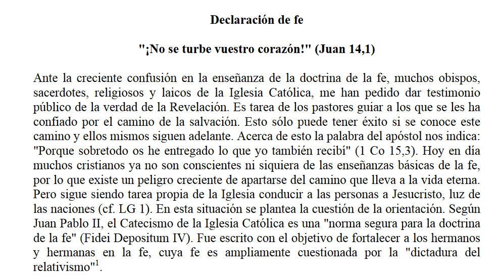 Declaracin de fe No se turbe vuestro corazn! (Juan 14,1) - Cardenal Mller - 8 febrero 2019
