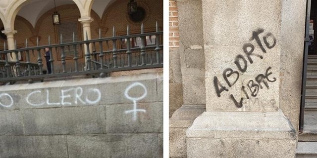 La Archidicesis de Madrid denuncia y condena pintadas ofensivas contra la Iglesia en varios de sus templos