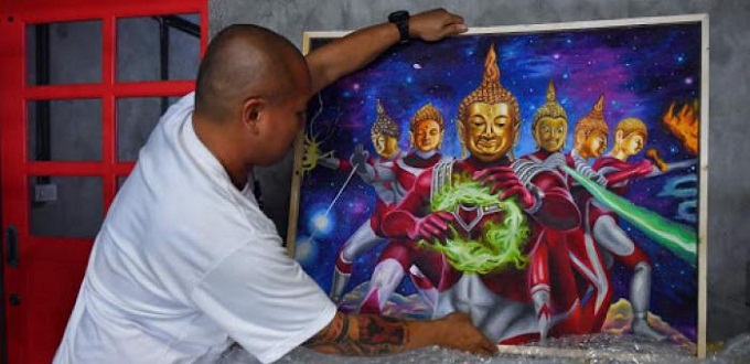 Budistas tailandeses piden destruir los cuadros del Buda en versin superhroe