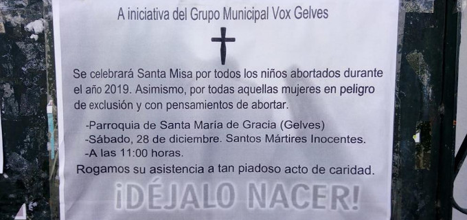 Vox solicita una Misa en Gelves en memoria de los nios abortados