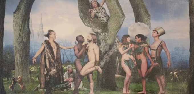Para celebrar la ideologa de gnero: Iglesia protestante colg un cuadro LGTBI de Adn y Eva