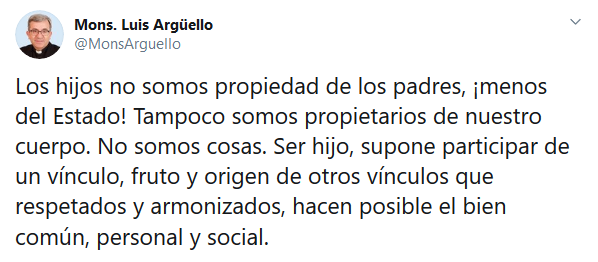 Mons. Luis Argüello sobre el «pin parental»: «Los hijos no somos propiedad de los padres, ¡menos del Estado!»