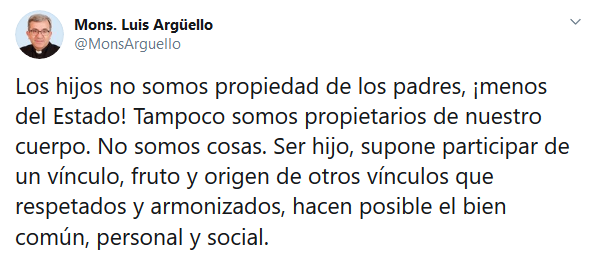 Mons. Luis Argello sobre el pin parental: Los hijos no somos propiedad de los padres, menos del Estado!