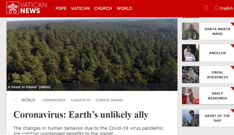 Vatican News elimina artculo de un jesuita sobre los beneficios ecolgicos del coronavirus