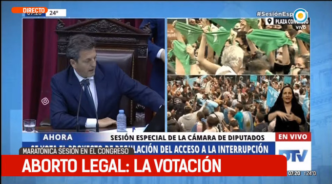 La Cmara de Diputados vota a favor de la ley para despenalizar el aborto en Argentina
