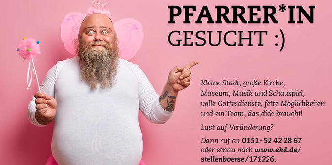 Parroquia luterana alemana busca prroco con el anuncio de un seor calvo, gordo y con bastn de hada