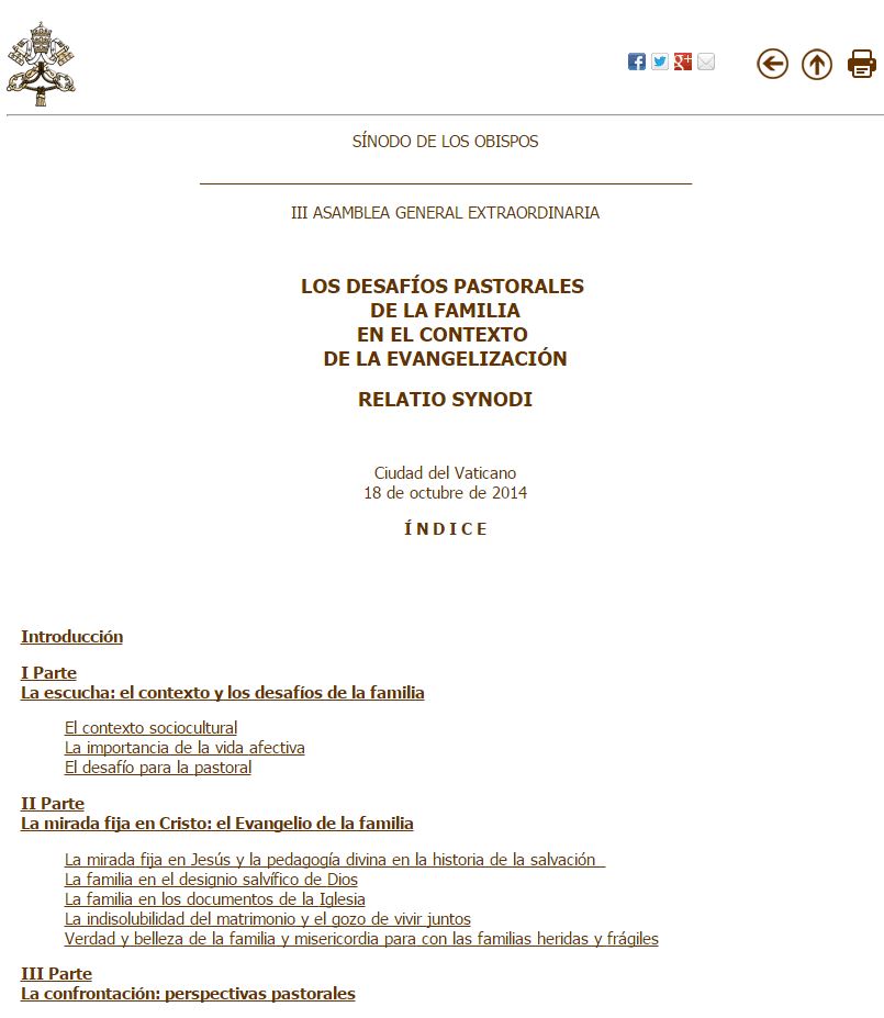 La traducción oficial al español de la Relatio final del Sínodo no refleja los votos de los puntos no aprobados