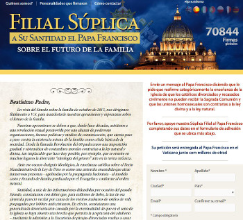 Se crea una web para dirigir una filial splica al Papa en relacin al Snodo de la Familia