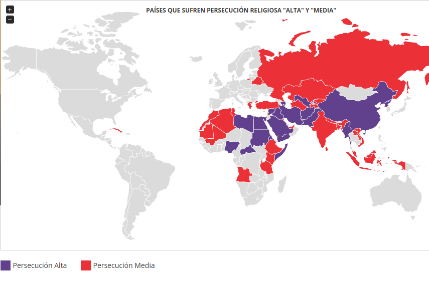 20 países en la categoría de «alta persecución religiosa»