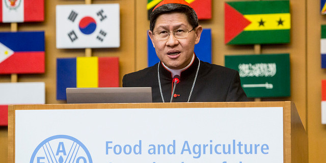 El Cardenal Tagle condena en la FAO la pérdida de alimentos por intereses económicos