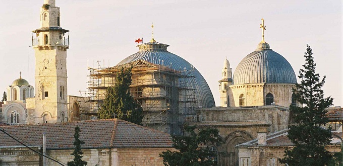 Colapsa parte del techo de la Basílica del Santo Sepulcro en Jerusalén
