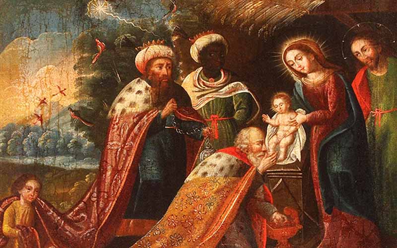 Los Magos de Oriente vieron al Niño con su madre María y cayendo de rodillas lo adoraron