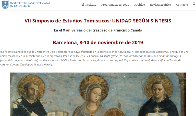 Sptimo simposio tomista en Barcelona: Unidad segn sntesis