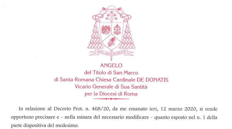 La diócesis de Roma rectifica y abrirá las parroquias