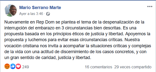El jesuita Mario Serrano vuelve a defender la despenalización del aborto en la República Dominicana