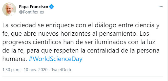 Francisco afirma que los progresos cientficos han de ser iluminados con la luz de la fe