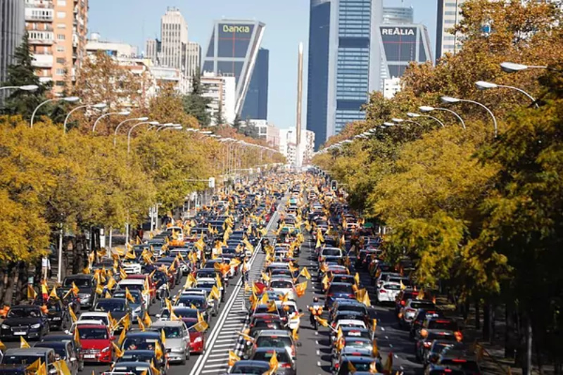 Una marea naranja colapsa 30 ciudades de Espaa para defender el derecho de los padres contra la ley Cela