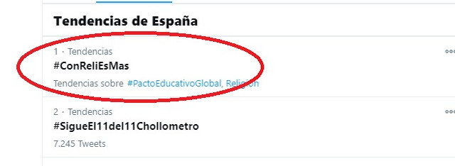#ConReliEsMas, trending topic nº 1 en España