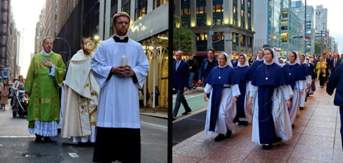 Procesin eucarstica por las calles de Nueva York