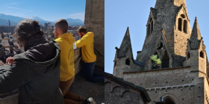 Un grupo de fieles toman el campanario de una iglesia en Grenoble en protesta por la retirada de sacerdotes de la FSSP