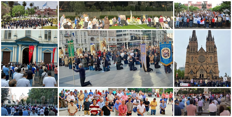 Miles de hombres rezan el Rosario en las calles de 35 pases