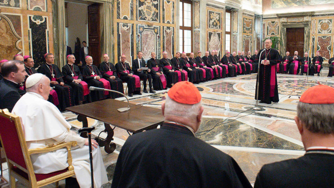 Primer encuentro entre el Papa y los obispos alemanes en visita ad limina en Roma
