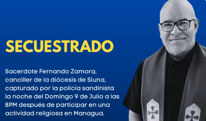 La dictadura nicaragüense detiene al sacerdote Fernando Zamora