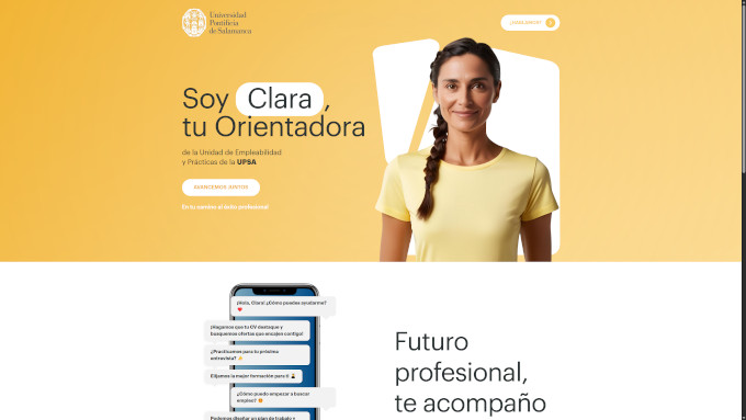 La UPSA presenta a Clara, asistente virtual para ayudar a sus estudiantes a buscar empleo La UPSA presenta a Clara, asistente virtual para ayudar a sus estudiantes a buscar empleo